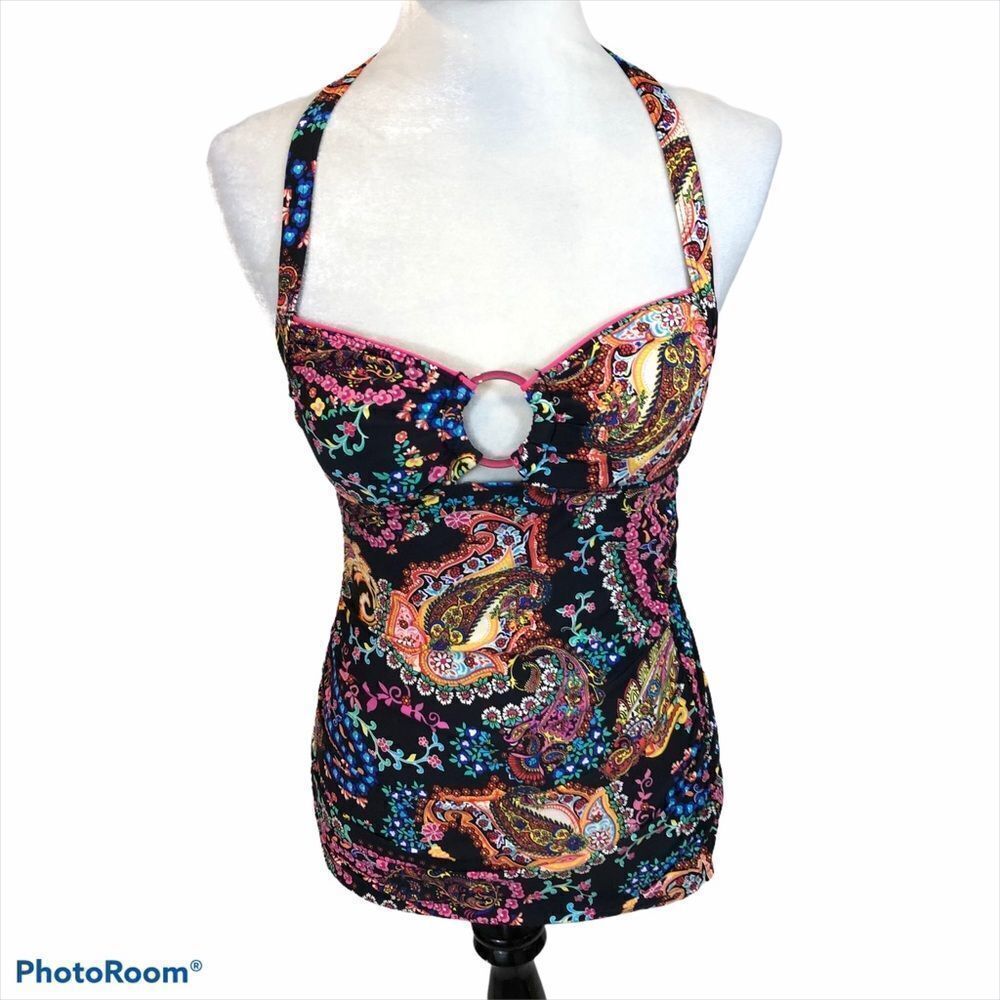Kenneth‎ Cole Paisley Open Back Tankini Top Small